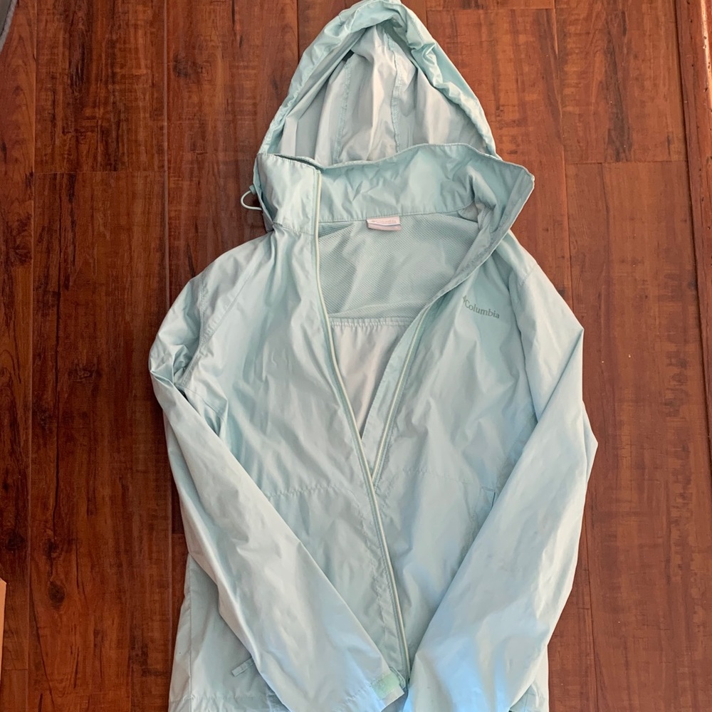 Columbia Women's Aqua Hooded Windbreaker Jacket